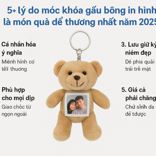 Top 5 móc khoá gấu bông in hình dễ thương nhất 2025